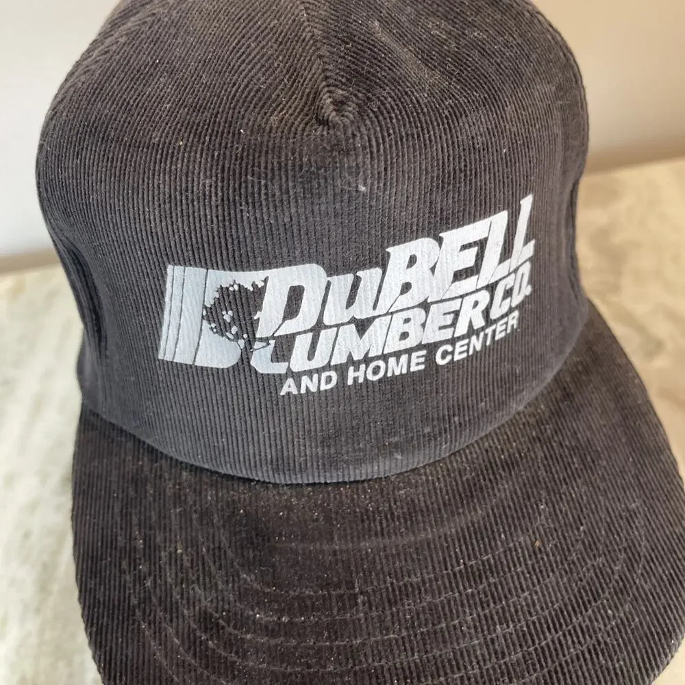 Vintage Black Dubell Lumber Corduroy One Size Adult Strapback Trucker Hat 5